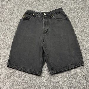 Vtg Maneuvers Shorts Mens 30 Black Denim Jean Jorts Logo Casual City Outdoor